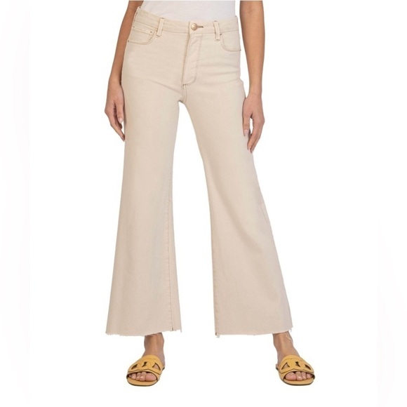 NEW w/TAGS KUT from the KLOTH HIGH RISE MEG FAB AB WIDE LEG in ECRU Size 18P - Picture 1 of 9